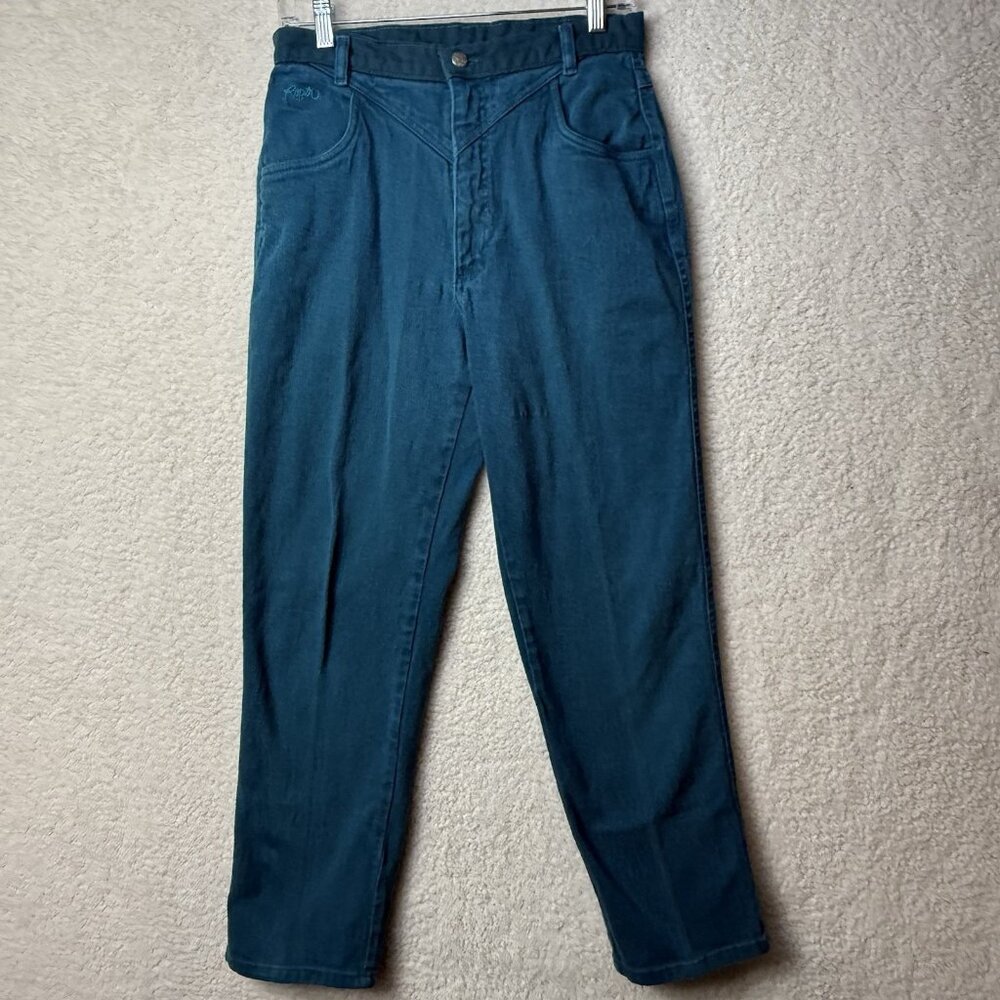 Vintage Roper Teal Blue Bareback Jeans Womens Size 29x29 Western Cowgirl USA